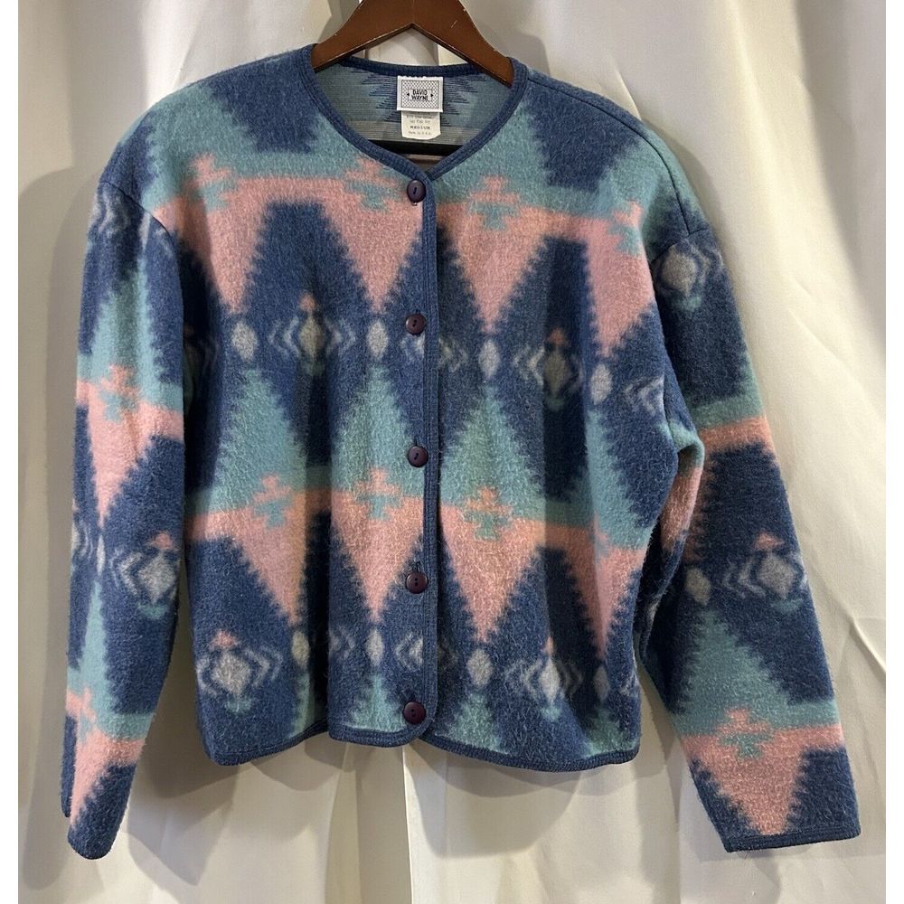 David Wayne Sweater Womens‎ Medium Aztec Button Up Cardigan